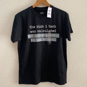 Brisco Brands Bad At Math Black Short Sleeve T-Shirt Medium NWT Calculated Risk
